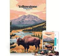 Rompecabezas para Adultos con póster del Parque Nacional de Yellowstone,1000 Piezas,Juego para estimular la Mente,diseño Ajustado sin Huecos,Regalo de cumpleaños,Juguete para ejercitar el Cerebro