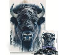 Rompecabezas para Adultos con Retrato de Bisonte, 1000 Piezas, para desarrollar la Memoria, Relajarse, divertirse, sentirse Seguro, unirse, (38x52cm)