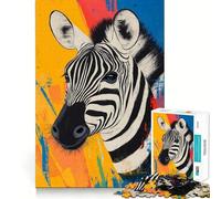 Rompecabezas para Adultos con Retrato de Cebra y Fondo Colorido,1000 Piezas,Juego para estimular la Mente,diseño Ajustado sin Huecos,Regalo de cumpleaños,Juguete para ejercitar la Mente (38x52cm)