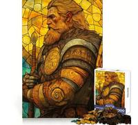Rompecabezas para Adultos con Retrato de Guerrero Vikingo en vidriera, 1000 Piezas, Agilidad Mental, fácil de Usar, fácil de armar, (38x26cm)