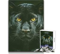 Rompecabezas para Adultos con Retrato de Pantera Negra y Ojos Dorados, 1000 Piezas, Juego de Aprendizaje, desafío Mental, Sorpresa reflexiva para Celebraciones, tamaño 50x75cm