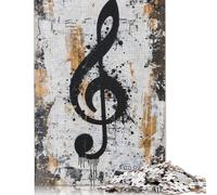 Rompecabezas para adultos con símbolo de clave de violín grunge, 1000 piezas, rompecabezas clásico, rompecabezas de papel, arte mural, juguetes únicos, regalo 1000 piezas (75x50 cm)