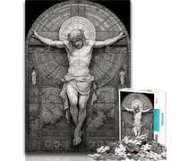 Rompecabezas para Adultos con vidrieras de Jesús 1000 Piezas Juego difícil y desafiante para Todos Ideal para Mujeres y Hombres (26x38cm)