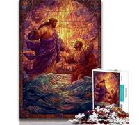 Rompecabezas para Adultos con vidrieras de Jesús 1000 Piezas Juego difícil y desafiante para Todos Ideal para Mujeres y Hombres (50x75cm)