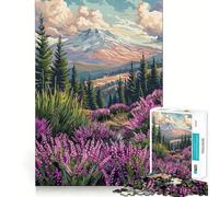 Rompecabezas para Adultos con Vista a la montaña y Flores Silvestres, 1000 Piezas, Juguete de lógica Resistente, Juego Relajante, Borde Transparente, Regalo artístico (38x52cm)