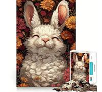 Rompecabezas para Adultos Conejo Blanco Entre Flores de 1000 Piezas Juego Mental Regalo Ideal Troquelado de Alta precisión Actividad Relajante para Grupos en Interiores (38x26cm)