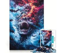 Rompecabezas para Adultos Cráneo Gritando con murciélagos, 1000 Piezas, Juguete para ejercitar la Mente, Ideal para Relajarse y Crear un Regalo artístico (50x75cm)