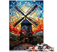 Rompecabezas para adultos de 1.000 piezas: molinos de viento coloridos juego educativo juguete de desafío con piezas totalmente encajables de formas aleatorias 26 x 38 cm