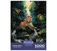 Rompecabezas para Adultos De 1000 Piezas A Tiger at The Waterfall Rompecabezas para Adultos Juguetes Antiestrés Decoración Actividades Divertidas En Casa 38x26cm/1000pcs