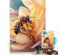 Rompecabezas para Adultos de 1000 Piezas Abejas aterrizando en una Flor,Corte Premium,Juguete Divertido para ejercitar la Mente,Juego Relajante,decoración de cumpleaños,Regalo (38x26cm)