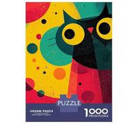 Rompecabezas para Adultos De 1000 Piezas Abstract Cat Art with Geometric Shapes Rompecabezas para Adultos Juegos Familiares Mejoran La Memoria Reducción del Estrés Regalos 70x50cm/1000pcs