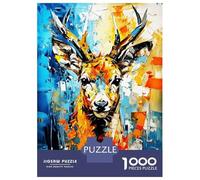 Rompecabezas para Adultos De 1000 Piezas Abstract Deer Painting Rompecabezas para Adolescentes Juego Familiar Carrera De Velocidad Manual Cumpleaños 52x38cm/1000pcs