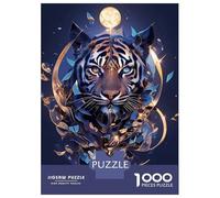 Rompecabezas para Adultos De 1000 Piezas Abstract Tiger with Moon Rompecabezas para Adolescentes Juguetes Antiestrés Mejora La Memoria Gran Regalo para Jugar 38x26cm/1000pcs