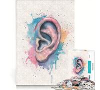Rompecabezas para Adultos de 1000 Piezas Acuarela anatomía de la Oreja Arte Juego práctico Vacaciones en casa Matar el Tiempo Fortalecer el Amor Entre Parejas 50x75cm