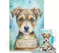 Rompecabezas para Adultos de 1000 Piezas Acuarela Cachorro Se Busca Retrato Juegos Divertidos para Relajarse Lista de Deseos Intelectual con Papá Noel 50x75cm