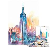 Rompecabezas para Adultos de 1000 Piezas Acuarela de la Ciudad de Nueva York Juego práctico Juguetes adictivos para Cultivar la Paciencia Regalos de Amigo Invisible en casa para Matar el Tiempo