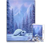 Rompecabezas para Adultos de 1000 Piezas, Adorable Tortuga en un paraíso Invernal, Actividad de Ocio Tranquila y Agradable, Juguete Artesanal de Bordes precisos de Primera Calidad, tamaño 38x26cm