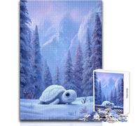 Rompecabezas para Adultos de 1000 Piezas, Adorable Tortuga en un paraíso Invernal, Actividad de Ocio Tranquila y Agradable, Juguete Artesanal de Bordes precisos de Primera Calidad, tamaño 50x75cm