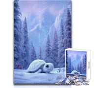 Rompecabezas para Adultos de 1000 Piezas, Adorable Tortuga en un paraíso Invernal, pasatiempo Tranquilo y satisfactorio, Juguete de Corte de precisión Entrelazado, tamaño 38x52cm