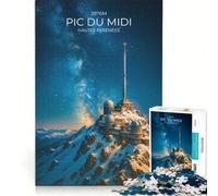 Rompecabezas para Adultos de 1000 Piezas, Affiche Pic Du Midi, Juego práctico, Actividades Familiares, Lista de Deseos con Papá Noel 38x52cm