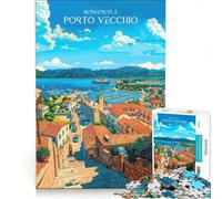 Rompecabezas para Adultos de 1000 Piezas, Affiche Porto Vecchio, Juego Familiar, antiestrés, cumpleaños y Navidad 50x75cm