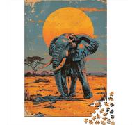 Rompecabezas para Adultos De 1000 Piezas African Elephant Sunset Rompecabezas para Adultos Juegos Relajantes Decoración Perfecta Regalos para Reducir El Estrés 52x38cm/1000pcs