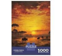 Rompecabezas para Adultos De 1000 Piezas African Sunset with Wildebeest Rompecabezas para Adultos Juegos Relajantes Mejora La Memoria para Cumpleaños, Navidad 38x26cm/1000pcs