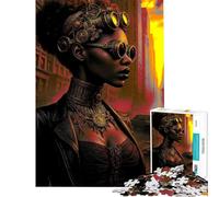 Rompecabezas para Adultos de 1000 Piezas Afrofuture Rising Steampunk Rompecabezas Divertido para Adultos Juegos Regalos para Mujeres Difícil y desafiante (Tamaño 50x75cm)