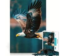 Rompecabezas para Adultos de 1000 Piezas Águila Calva en Vuelo,Arte de Corte preciso,Juego para ejercitar la Mente,Tiempo de Juego Relajante,Regalo de Arte navideño (38x26cm)