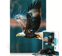 Rompecabezas para Adultos de 1000 Piezas Águila Calva en Vuelo,articulaciones afiladas,Juguete Que desafía la Mente,diversión Relajante,decoración navideña para el hogar (50x75cm)