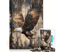 Rompecabezas para Adultos de 1000 Piezas Águila Calva en Vuelo sobre Madera Encaje Arte,lógica,Habilidad Juego Lento Relajante (38x26cm)