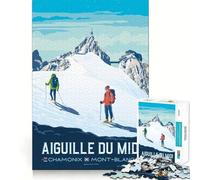 Rompecabezas para Adultos de 1000 Piezas Aiguille du Midi,Chamonix,Mont Blanc,pósteres de Viaje,Ajuste, Arte,Juego Inteligente,Regalo,Juego Lento,Regalo de Arte navideño (50x75cm)
