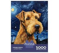 Rompecabezas para Adultos De 1000 Piezas Airedale Terrier Night Rompecabezas para Adultos Juego Práctico Difícil Difícil Cumpleaños Y Navidad 38x26cm/1000pcs