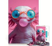 Rompecabezas para Adultos de 1000 Piezas Ajolote,Chicle,Encaje, Arte,Lógica,Juego de Habilidad,Juego Lento, Tranquilo (38x26cm)