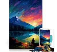 Rompecabezas para Adultos de 1000 Piezas Alaska Camping Pixel Art,Ajuste, Arte Inteligente,Juego Lento, (38x26cm)