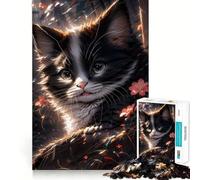 Rompecabezas para Adultos de 1000 Piezas Alegre y Esponjoso Gato Jugando,Arte de Corte Fino,Juego para estimular la Mente,Juego para Momentos de Tranquilidad, (38x26cm)