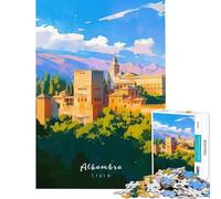 Rompecabezas para Adultos de 1000 Piezas Alhambra Rompecabezas para Adolescentes Vacaciones en casa Actividades Divertidas para Pasar el Tiempo en casa Juego de desafío único 38x26cm