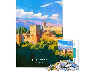Rompecabezas para Adultos de 1000 Piezas Alhambra Rompecabezas para Adolescentes Vacaciones en casa Actividades Divertidas para Pasar el Tiempo en casa Juego de desafío único 38x26cm