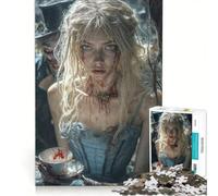 Rompecabezas para Adultos de 1000 Piezas: Alicia sangrienta en el país de Las Maravillas, Juego práctico, difícil y desafiante, colección de Artistas, Bellas Artes 50x75cm