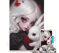 Rompecabezas para Adultos de 1000 Piezas: Alicia y el Conejo Blanco Juego práctico, Divertido y con Humor Colección de Artistas Bellas Artes 38x52cm