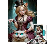 Rompecabezas para Adultos de 1000 Piezas Alicia y su Gato Actividades Divertidas para Hacer en casa Mejora la Memoria Juego práctico para Mayores de 14 años (50x75cm)