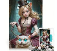 Rompecabezas para Adultos de 1000 Piezas: Alicia y su Gato, decoración de Pared, Actividades Familiares, cumpleaños y Navidad 38x52cm