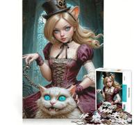 Rompecabezas para Adultos de 1000 Piezas: Alicia y su Gato, Juego de ingenio, desafío exigente, Regalos para Amigos y Familiares 50x75cm