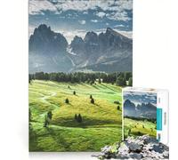 Rompecabezas para Adultos de 1000 Piezas: Alpe di Siusi al Amanecer, Juguete Educativo, Montaje de Patrones, con póster y Hoja de Preguntas a Juego 50x75cm