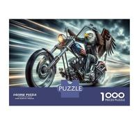 Rompecabezas para Adultos De 1000 Piezas American Flag Eagle Motorcycle Art Print Rompecabezas Juegos Familiares Pero Divertidos Y Humorísticos Cumpleaños 52x38cm/1000pcs