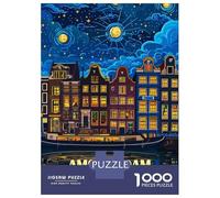 Rompecabezas para Adultos De 1000 Piezas Amsterdam Netherlands Night Cityscape Art Rompecabezas para Adultos Juegos De Relajación Desafío Difícil Juego Desafiante Regalos 70x50cm/1000pcs