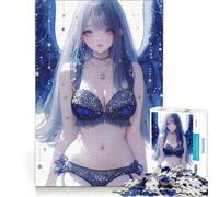 Rompecabezas para Adultos de 1000 Piezas: Ángel Azul con Estrellas, Chica Anime Waifu, Juegos Relajantes, Desafío Difícil, Fortalece el Amor Entre Parejas 38x26cm