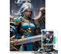 Rompecabezas para Adultos de 1000 Piezas,Ángel Azul Guerrero,Piezas de Corte Ajustado,Divertido,Actividad Mental Inteligente,Tiempo de Ocio,Regalo de cumpleaños para Aficionados 50x75cm