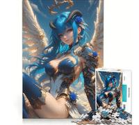 Rompecabezas para Adultos de 1000 Piezas: Ángel con Cabello Azul, Juegos relajantes, reducción del estrés, colección de Artistas, Bellas Artes 38x26cm