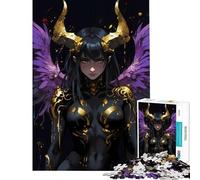 Rompecabezas para Adultos de 1000 Piezas Ángel Dorado con Cuernos Juego Imposible Juguetes educativos Regalos de Amigo Invisible para la diversión Familiar (tamaño 38x52cm)